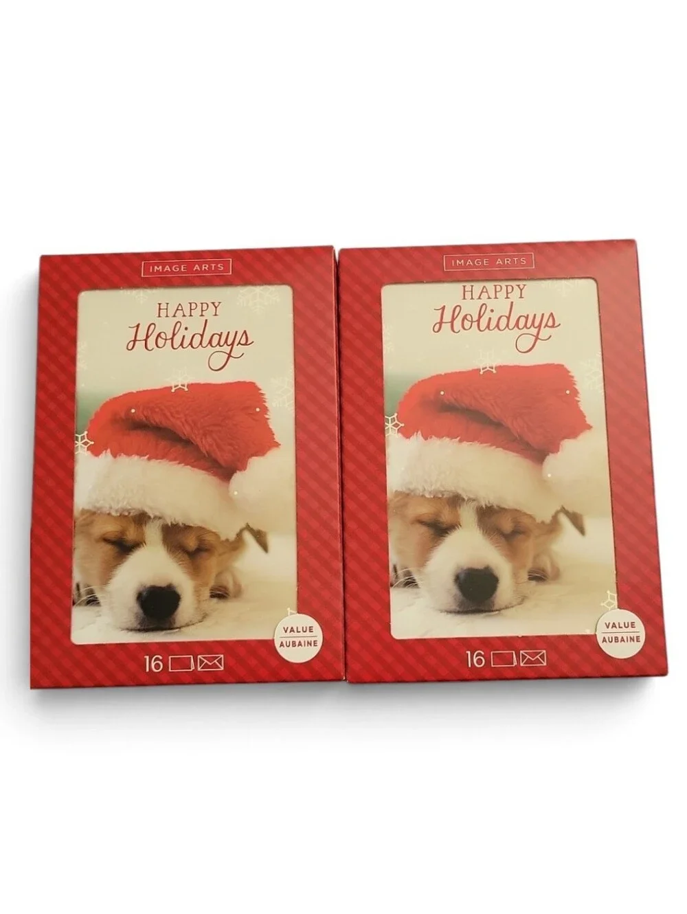 Happy Holidays Puppy With Santa Hat Holiday Cards -Set Of 2